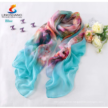 Lingshang wholesale new fashion design style girl dress digital printing silk scarf